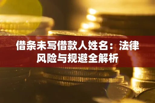 济南借条未写借款人姓名：法律风险与规避全解析